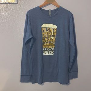 I Love Beer blue long sleeve beer logo shirt